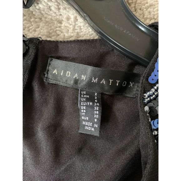 Aidan Mattox V-Neck Black Side Slit Sequined Dress 2 - Picture 4 of 11